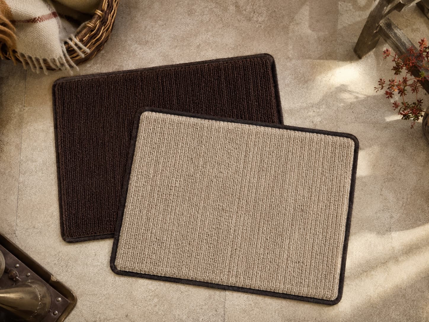 Absorbent Doormat Duo in a warm home floor setting