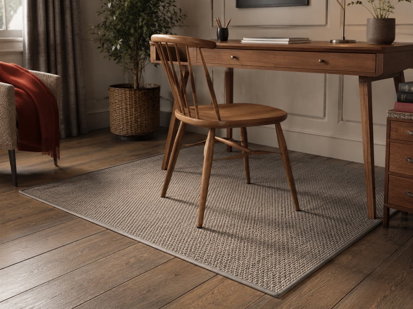 Chair Floor Protector Mat in a warm home floor setting