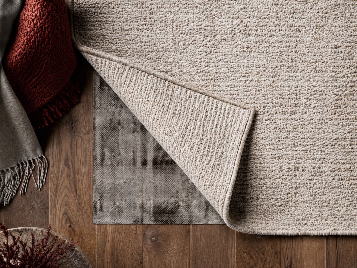 Rug Anti-Slip Underlay 120×170 in a warm home floor setting