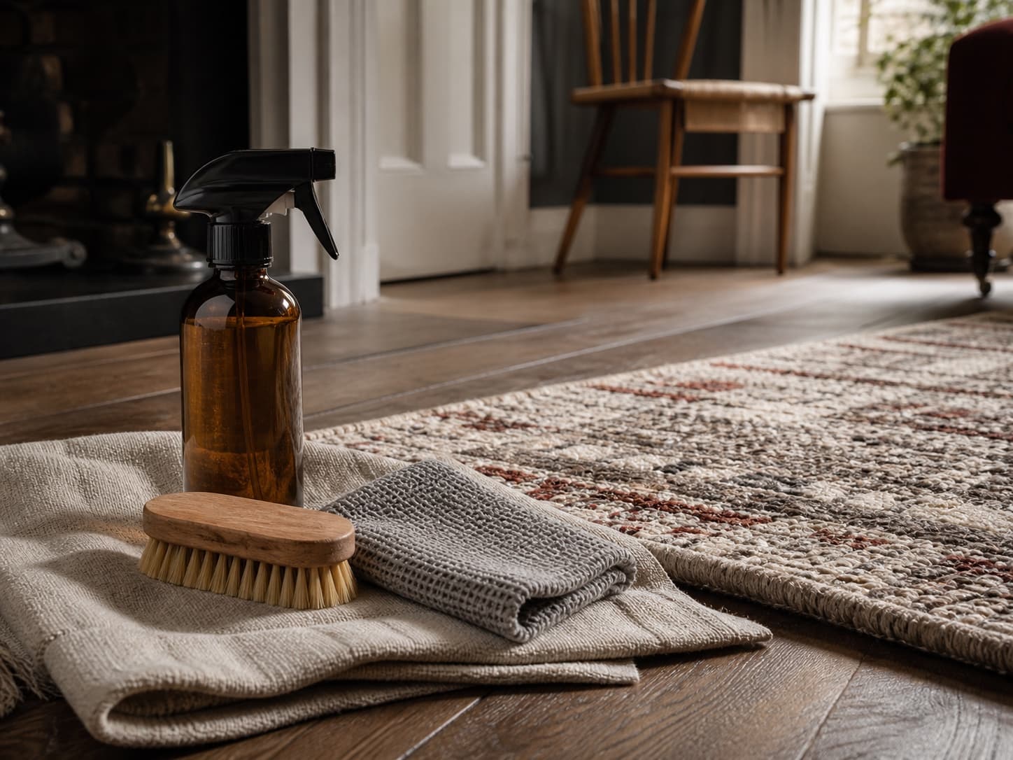 Rug & Carpet Cleaning Kit in a warm home floor setting